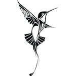 Переводная татуировка "Черная колибри"