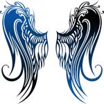 Переводная татуировка "Крылья с синим градиентом"