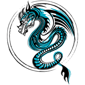 Переводная татуировка "Синий дракон в круге"